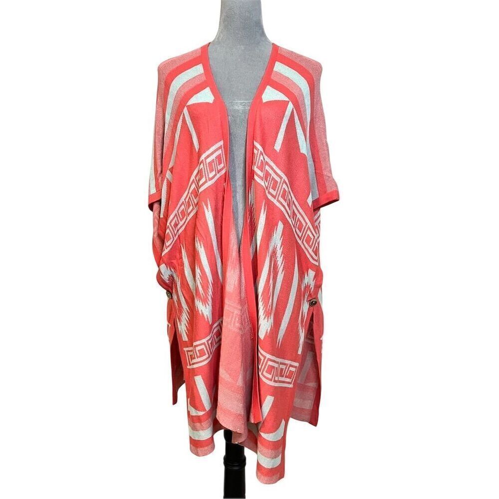 Umgee 1XL/2XL Orange Geometric Aztec Open Front Cardigan Coatigan Festival